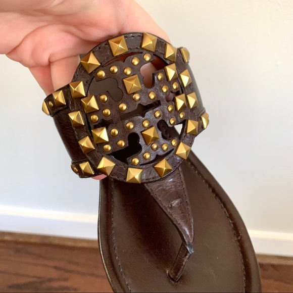 Tory Burch Brown Studded Marissa Wedges - Picture 5 of 8